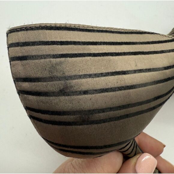 Badgley Mischka Taupe Black Stripe Peep Toe‎ Heels Size 9 - Picture 10 of 10